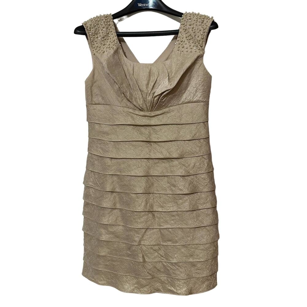 Jessica Howard Ruffle Dress With Pearl Accents 6p